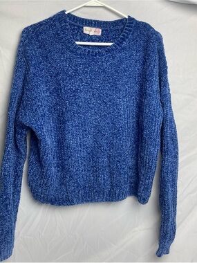 Blue Hazel Moon Chenille Crewneck Sweater